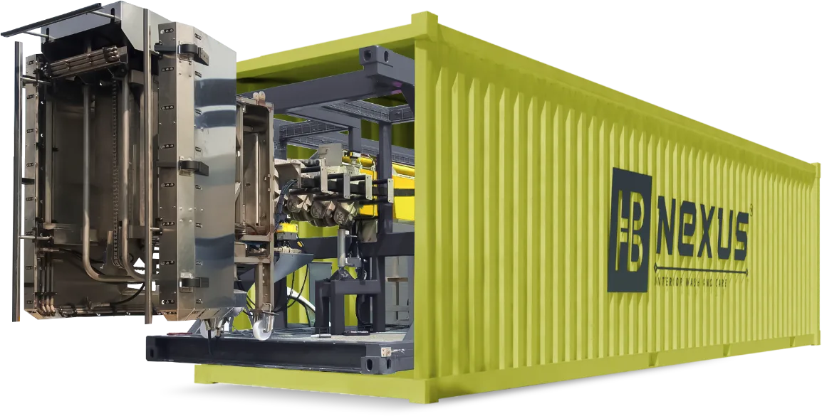 De HB Nexus: geopende 40ft container met robotarm en waskop